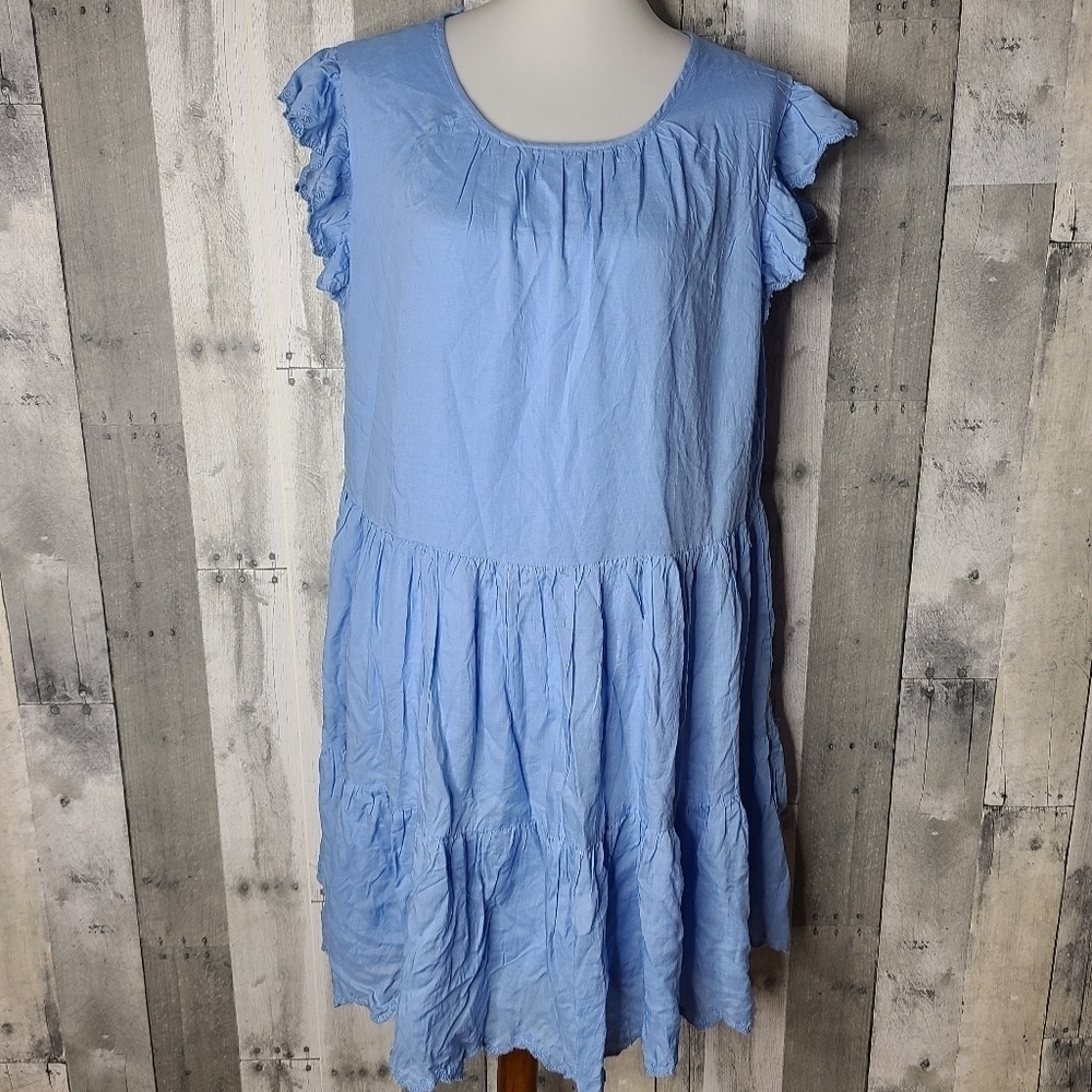 House of Harlow 1960 Medium Pale Blue Cap Sleeve Tiered Babydoll Dress